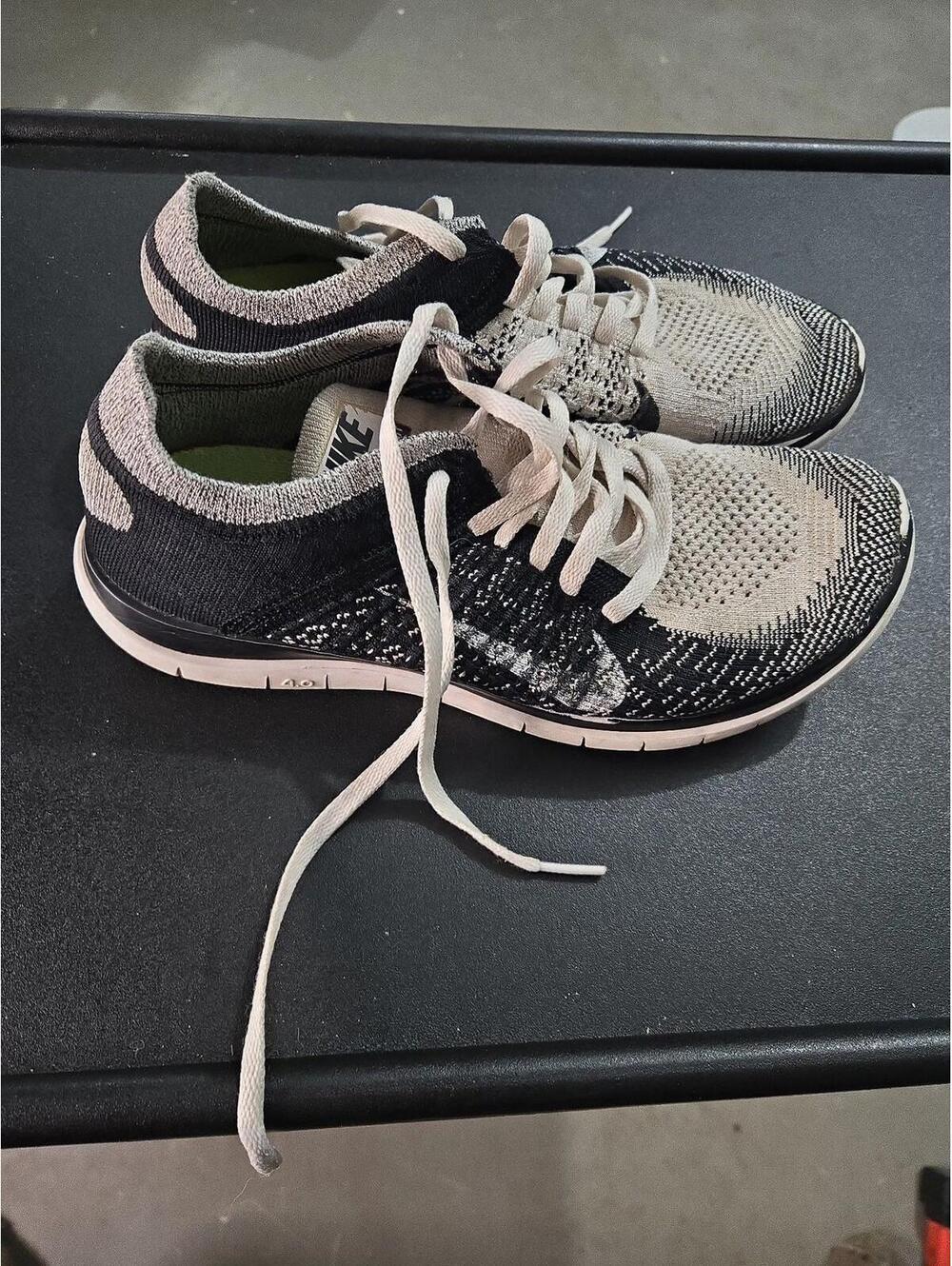 Nike Free 4.0 Flyknit Running Shoes - Black & White Orewood Size 7.5 - Picture 6 of 6
